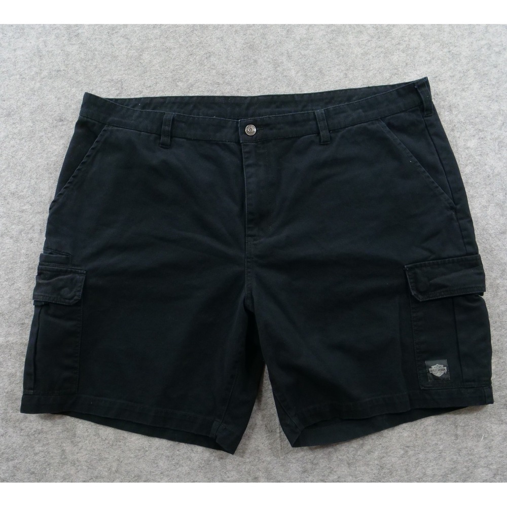 Harley Davidson Shorts Mens 44 Black Cargo Pockets Relaxed Mid Rise Motorcycle